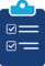submission-form-icon Blue clipboard showing a two-item checklist with both boxes checked for completed tasks, on a dark background.